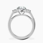 10kt White Gold Denise Three stone Side Emerald Lab Diamond Ring side right image one