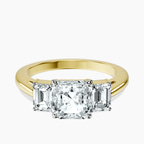 14ct Yellow Gold Denise Three stone Side Emerald Lab Diamond Ring front image