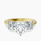 14ct Yellow Gold Denise Three stone Side Emerald Lab Diamond Ring front image