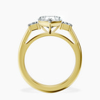 14ct Yellow Gold Denise Three stone Side Emerald Lab Diamond Ring side right image one
