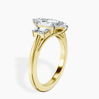 14ct Yellow Gold Denise Three stone Side Emerald Lab Diamond Ring standing product image one