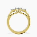 14ct Yellow Gold Denise Three stone Side Emerald Lab Diamond Ring side right image one