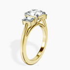 2.65 ct. radiant Denise Side Emerald Ring in 14kt yellow gold standing product image one