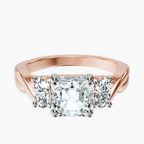 9ct Rose Gold Dionne Three Stone Side Oval Lab Diamond Ring front image