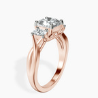 9ct Rose Gold Dionne Three Stone Side Oval Lab Diamond Ring standing product image one