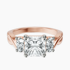 9ct Rose Gold Dionne Three Stone Side Oval Lab Diamond Ring front image