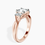 9ct Rose Gold Dionne Three Stone Side Oval Lab Diamond Ring standing product image one