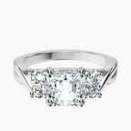 14ct White Gold Dionne Three Stone Side Oval Lab Diamond Ring front image
