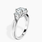 14ct White Gold Dionne Three Stone Side Oval Lab Diamond Ring standing product image one