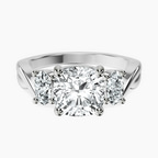 14ct White Gold Dionne Three Stone Side Oval Lab Diamond Ring front image