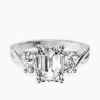 9ct White Gold Dionne Three Stone Side Oval Lab Diamond Ring front image