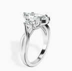Platinum Dionne Three Stone Side Oval Lab Diamond Ring standing product image one