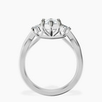 Platinum Dionne Three Stone Side Oval Lab Diamond Ring side right image one