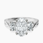 9ct White Gold Dionne Three Stone Side Oval Lab Diamond Ring front image