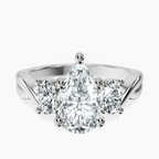 Platinum Dionne Three Stone Side Oval Lab Diamond Ring front image