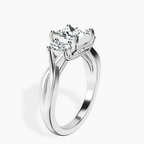14ct White Gold Dionne Three Stone Side Oval Lab Diamond Ring standing product image one