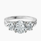 Platinum Dionne Three Stone Side Oval Lab Diamond Ring front image