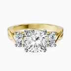 9ct Yellow Gold Dionne Three Stone Side Oval Lab Diamond Ring front image