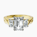 9ct Yellow Gold Dionne Three Stone Side Oval Lab Diamond Ring front image