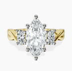 9ct Yellow Gold Dionne Three Stone Side Oval Lab Diamond Ring front image