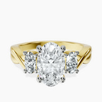 9ct Yellow Gold Dionne Three Stone Side Oval Lab Diamond Ring front image