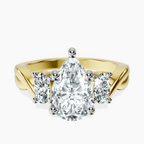 9ct Yellow Gold Dionne Three Stone Side Oval Lab Diamond Ring front image