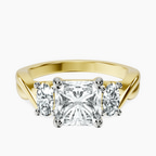 9ct Yellow Gold Dionne Three Stone Side Oval Lab Diamond Ring front image