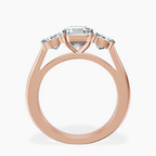 9ct Rose Gold Kinsley Three Stone Side Cushion Lab Diamond Ring side right image one