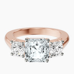 14kt Rose Gold Kinsley Three Stone Side Cushion Lab Diamond Ring front image