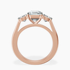 14kt Rose Gold Kinsley Three Stone Side Cushion Lab Diamond Ring side right image one
