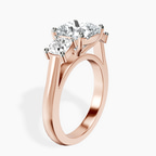 10kt Rose Gold Kinsley Three Stone Side Cushion Lab Diamond Ring standing product image one