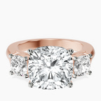 14kt Rose Gold Kinsley Three Stone Side Cushion Lab Diamond Ring front image