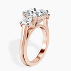 14kt Rose Gold Kinsley Three Stone Side Cushion Lab Diamond Ring standing product image one