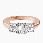 14kt Rose Gold Kinsley Three Stone Side Cushion Lab Diamond Ring front image