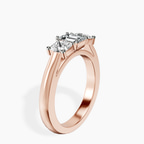 14kt Rose Gold Kinsley Three Stone Side Cushion Lab Diamond Ring standing product image one