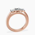 14kt Rose Gold Kinsley Three Stone Side Cushion Lab Diamond Ring side right image one