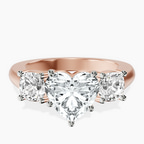 9ct Rose Gold Kinsley Three Stone Side Cushion Lab Diamond Ring front image