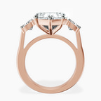 14kt Rose Gold Kinsley Three Stone Side Cushion Lab Diamond Ring side right image one