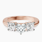 14kt Rose Gold Kinsley Three Stone Side Cushion Lab Diamond Ring front image