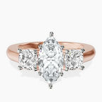 14kt Rose Gold Kinsley Three Stone Side Cushion Lab Diamond Ring front image