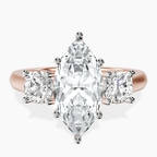 14kt Rose Gold Kinsley Three Stone Side Cushion Lab Diamond Ring front image