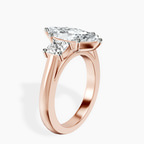 14kt Rose Gold Kinsley Three Stone Side Cushion Lab Diamond Ring standing product image one