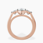 14kt Rose Gold Kinsley Three Stone Side Cushion Lab Diamond Ring side right image one