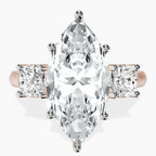 10kt Rose Gold Kinsley Three Stone Side Cushion Lab Diamond Ring front image
