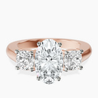 9ct Rose Gold Kinsley Three Stone Side Cushion Lab Diamond Ring front image
