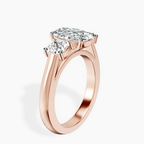 9ct Rose Gold Kinsley Three Stone Side Cushion Lab Diamond Ring standing product image one
