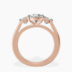 9ct Rose Gold Kinsley Three Stone Side Cushion Lab Diamond Ring side right image one