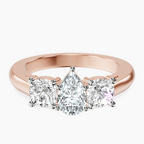 14kt Rose Gold Kinsley Three Stone Side Cushion Lab Diamond Ring front image
