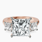 14kt Rose Gold Kinsley Three Stone Side Cushion Lab Diamond Ring front image