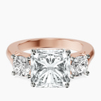 14kt Rose Gold Kinsley Three Stone Side Cushion Lab Diamond Ring front image